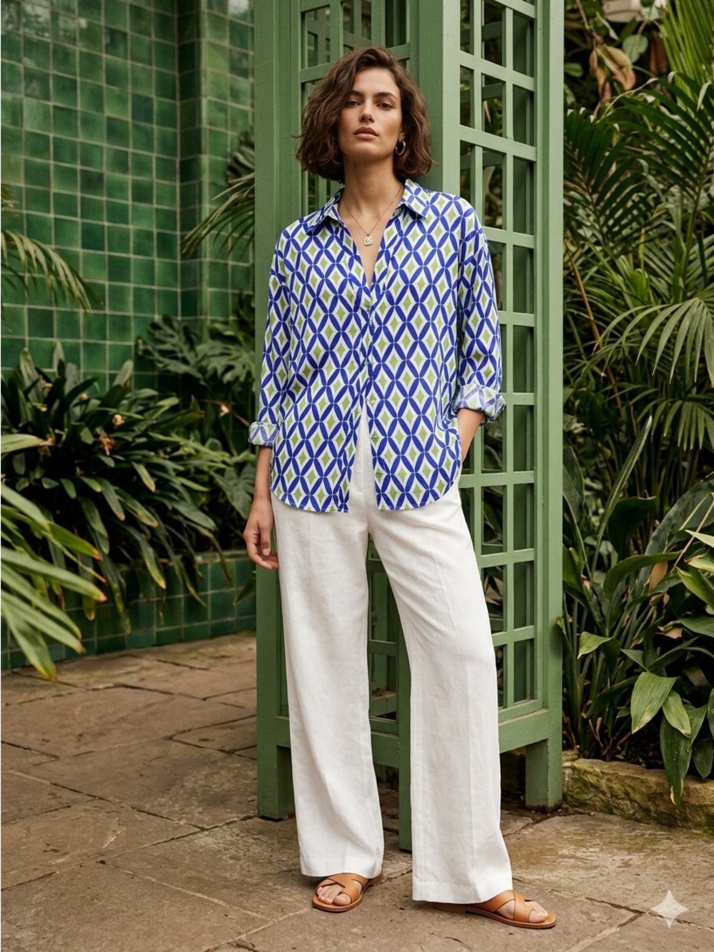 🔥 ZARA MULTICOLOR GEOMETRIC PRINT SHIRT LONG SLEEVE BUTTON